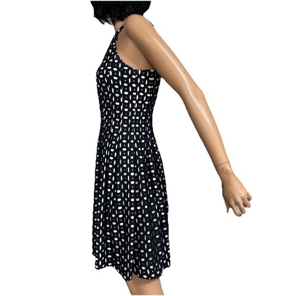 Vince Camuto Black Layered Eyelet Dress 6 Halter Fit Flare Preppy Whimsigoth Y2k - Picture 5 of 16